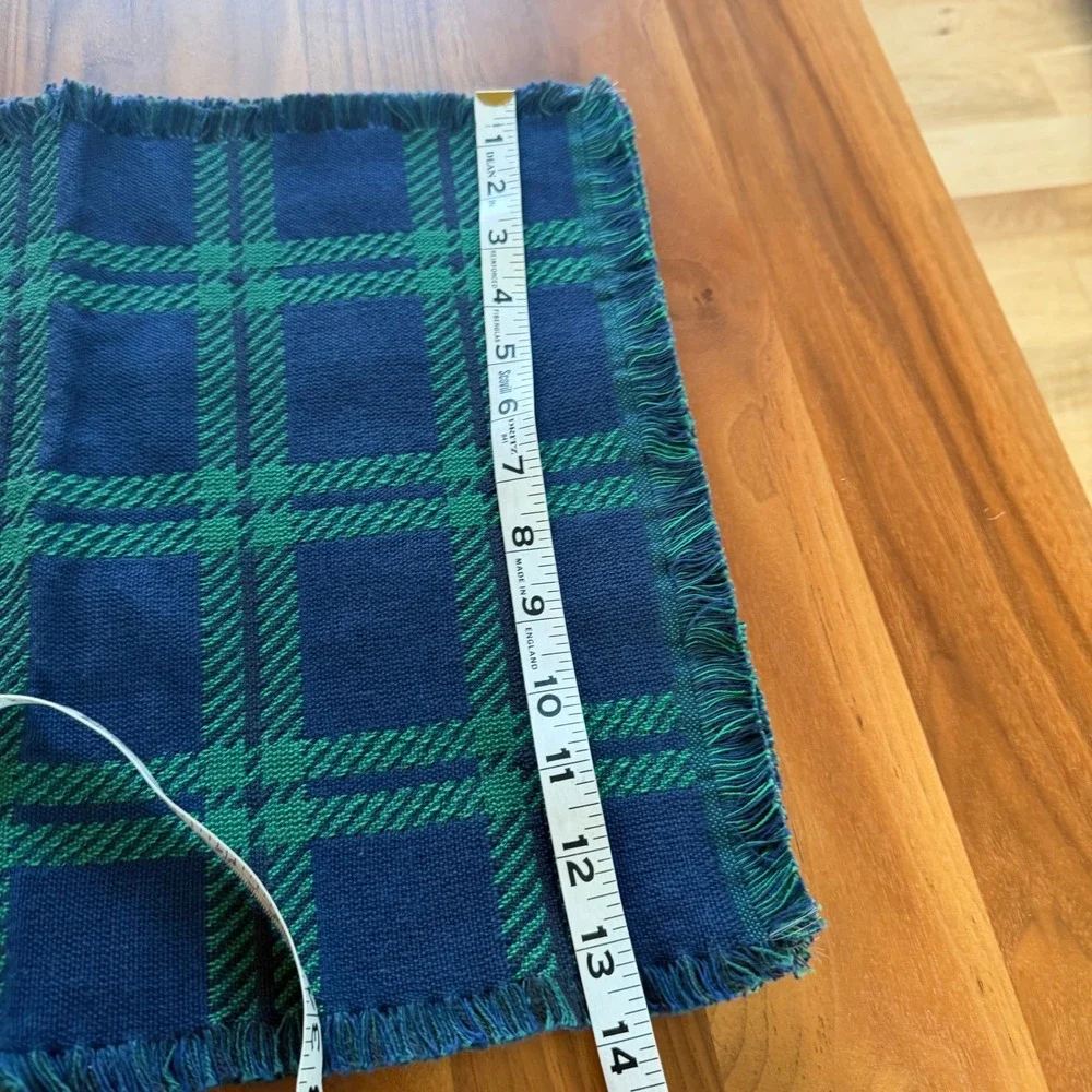 VTG The Rug‎ Barn Placemats Set of 4 Navy Green Blackwatch Plaid Cotton New!